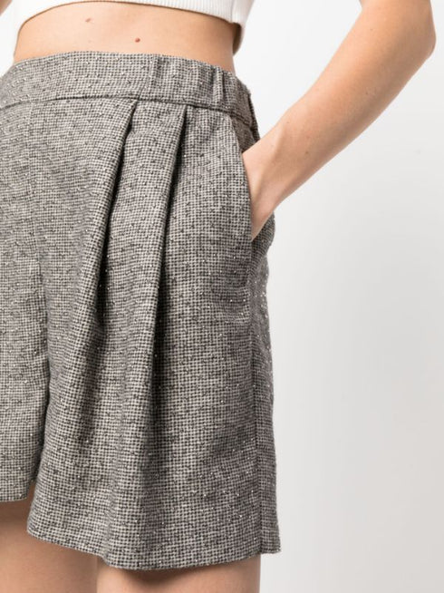 shorts plisados en mezcla de lana